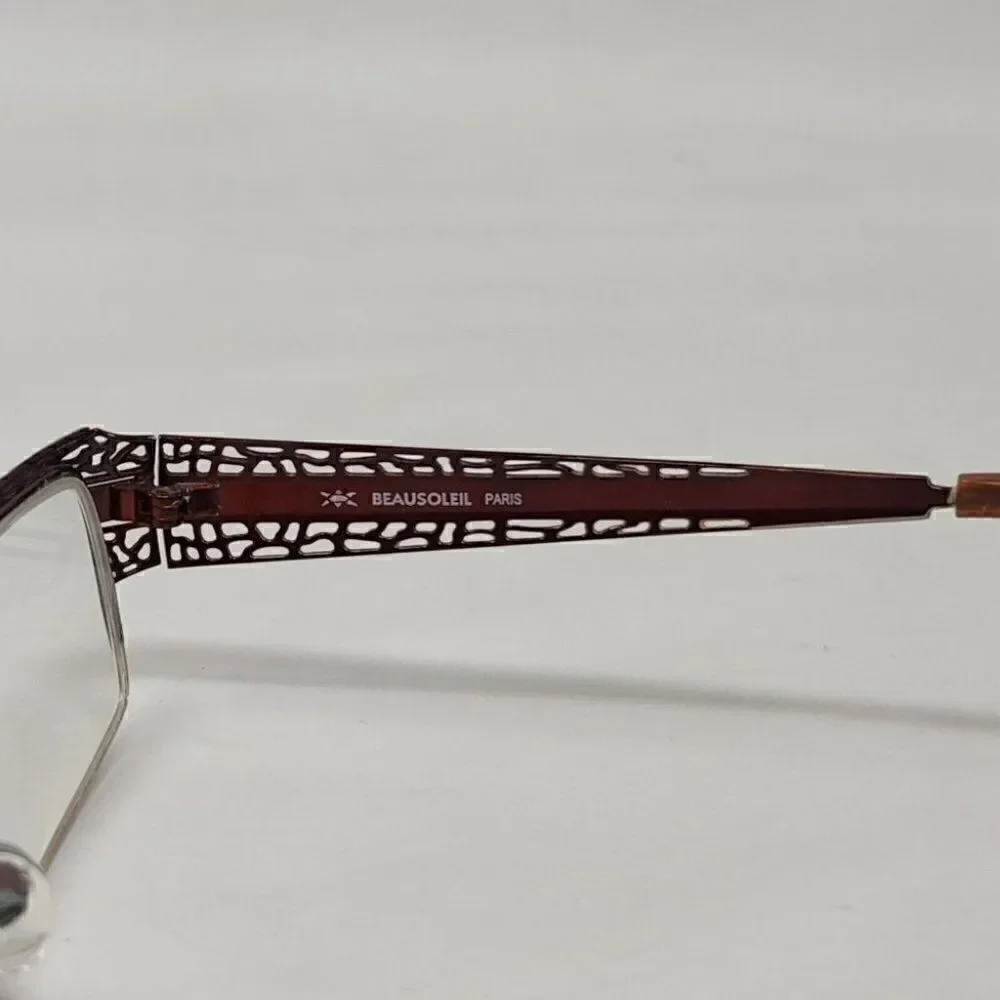 BEAUSOLEIL M163 EYEGLASSES FRAME PARIS HALF RIMLESS RED METAL 52 18 135